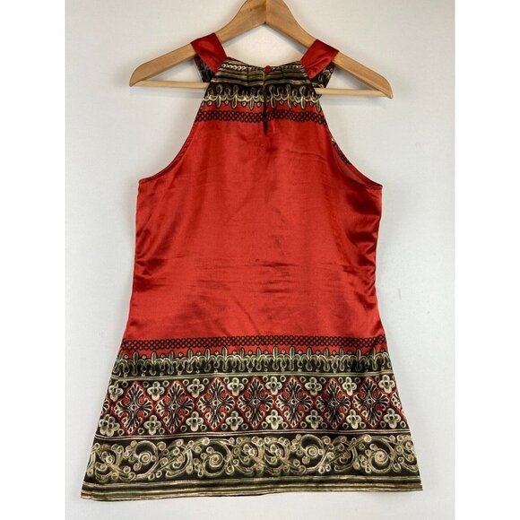 Como Black Women's Boho Halter Orange Tank Top Size Small - Picture 6 of 9